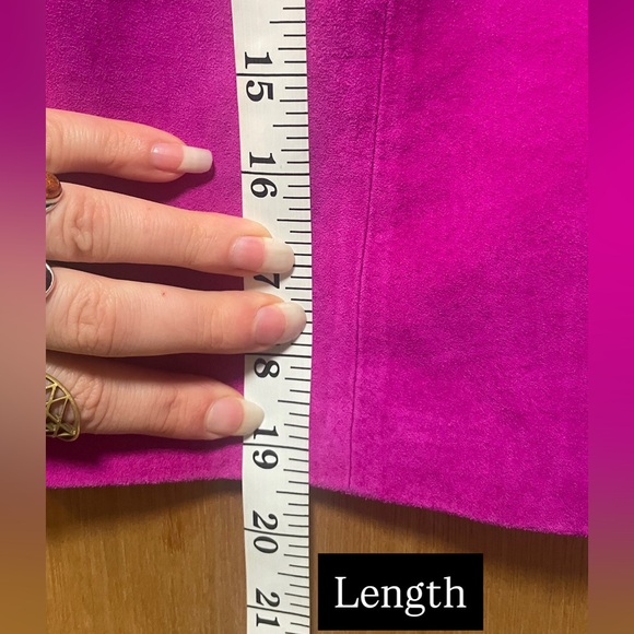 Vintage 90’s Neon Fuchsia Leather Suede Mini Skirt - Picture 8 of 12